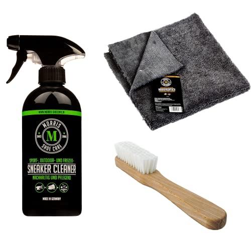 Morris Fenderbaum Sneaker-Cleaner im Set mit Mikrofaser-Tuch und Schuhbürste - Sneakers-Pflegeset - 1x 500 ml Sneaker Reiniger + 1x Mikrofasertuch + 1x Schuhbürste