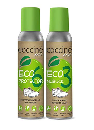 Cocciné - Wildleder Pflege | Nubuk Lederpflege | Schuhe Färben Imprägnierspray Reiniger | Velourslederpflege - Eco (Neutral) | 2x200ml